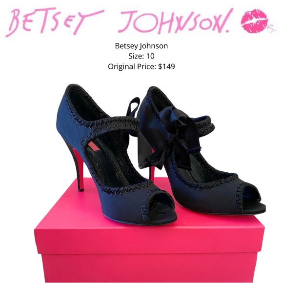 Betsey Johnson Black Satin Heel - Picture 1 of 13